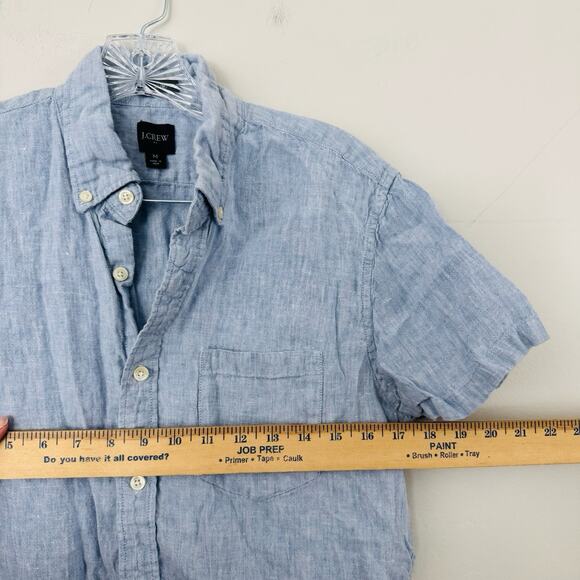 J Crew Blue Short Sleeve Button Up Slim For Men’s Size M - Picture 2 of 7